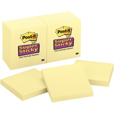 Post-it® Super Sticky Adhesive Notes - 900 - 2" x 2" - Square - 90 Sheets per Pad - Unruled - Canary Yellow - Paper - Self-adhesive