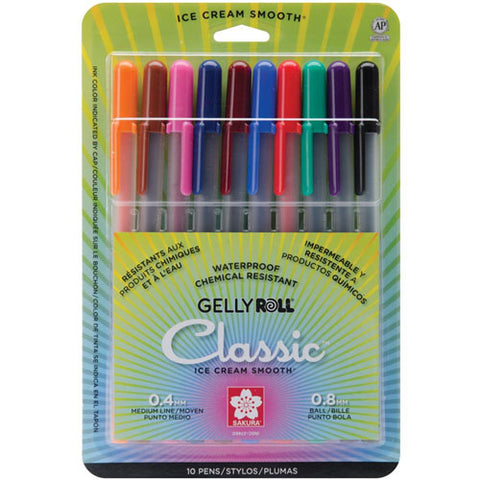 Gelly Roll Classic Gel Pens, 0.8mm, 10/Pack