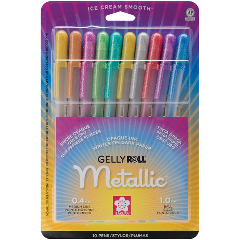 Gelly Roll Metallic Gel Pens, 1.0mm, 10/Pack