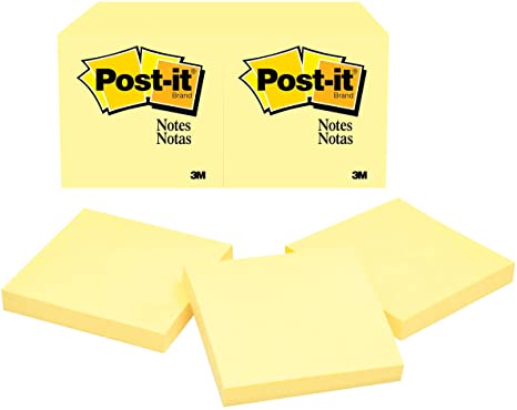 Post-it Notes, Canary Yellow, 3" x 3", 12/Pack