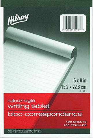 Hilroy Ruled Writing Tablet, 6"x 9"