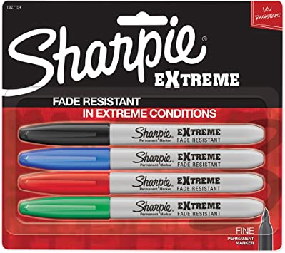 Sharpie EXTREME Permanent Marker, Fine Tip, Assorted Colours- 4 Pack