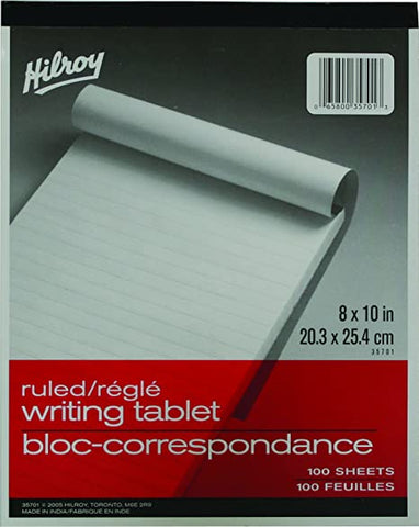 Hilroy Ruled Writing Tablet, 8"x 10"
