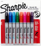 Sharpie Brush Tip Permanent Markers, Assorted, 8/Pack