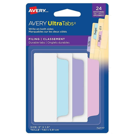 Avery Ultra Tabs, 3" x 1.5", 24 Pack