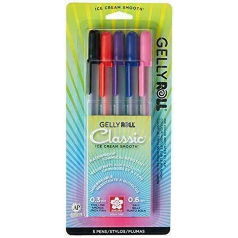 Gelly Roll Classic Pens, Fine, 5/Pack