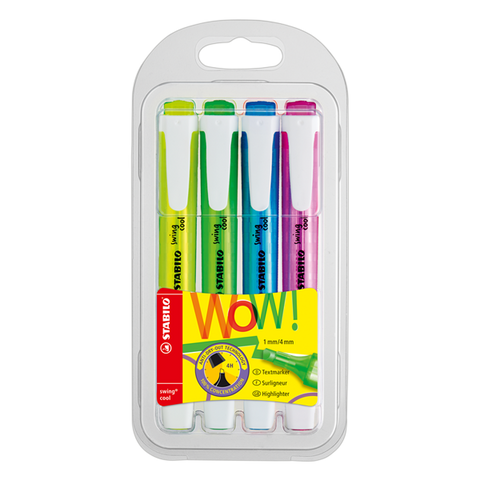 Stabilo Swing Cool Highlighters, 4/Pack